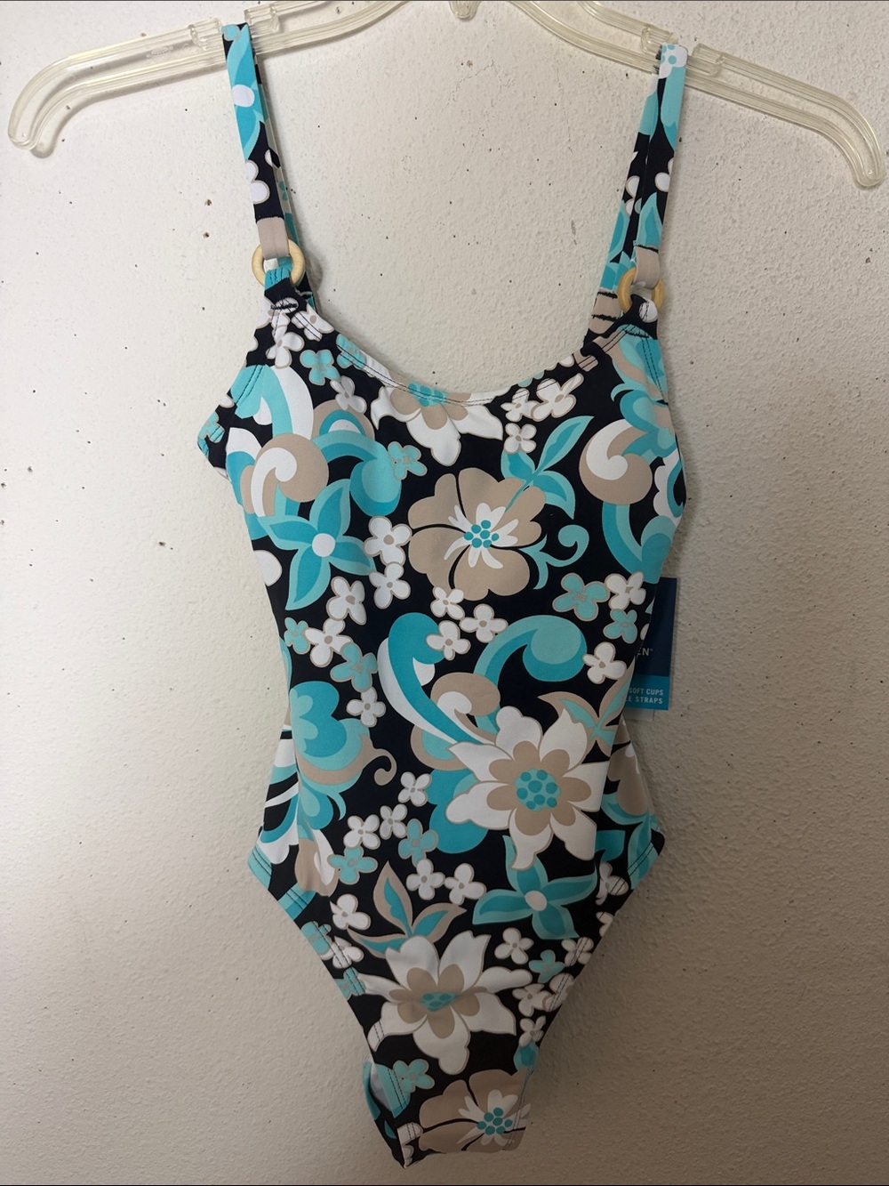 Jantzen Aqua and black Floral One-Piece Swimsuit 6